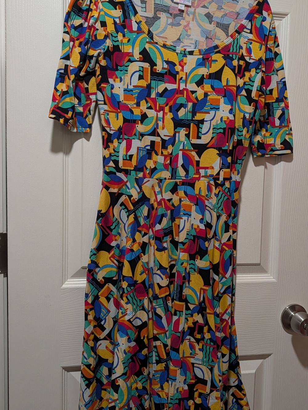 Multicolor Geometric Print Fit-and-Flare Dress